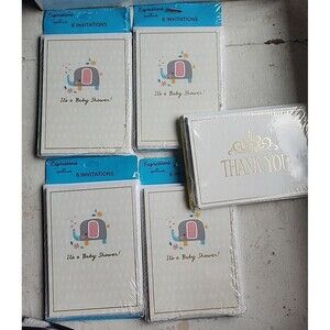 Hallmark Expressions It's A Baby Shower Invitations 4 packs + 6 Thank you Notes